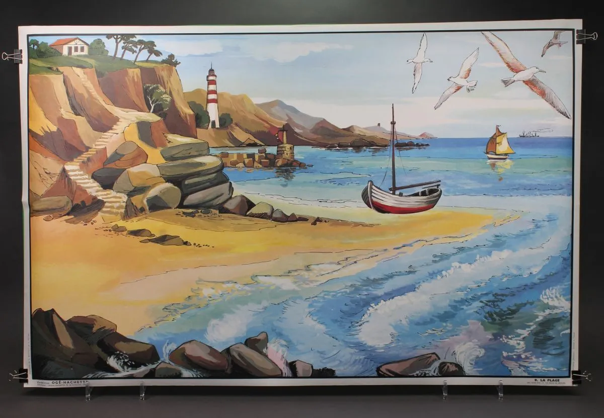 Affiche scolaire La plage, la salle à manger, Ogé