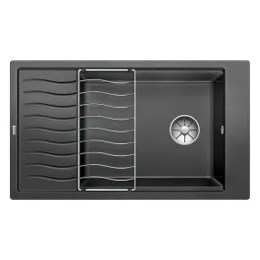 Blanco Evier Elon XL 8 S PuraDur en Silgranit avec vidage manuel 86x50cm, Noir (525886)