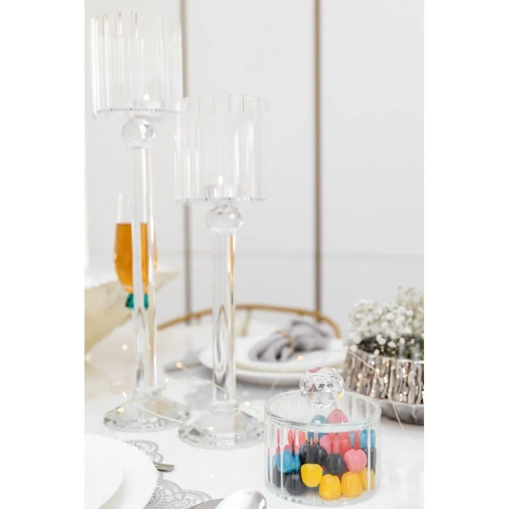 Bougeoir sur pied en cristal 10x10x35cm