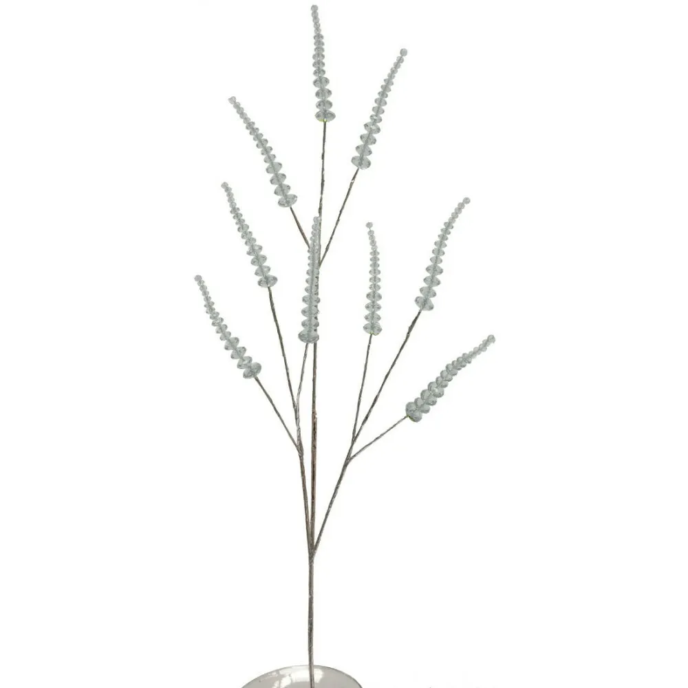 Branche de fleurs «cristal» en verre transparent 90 cm