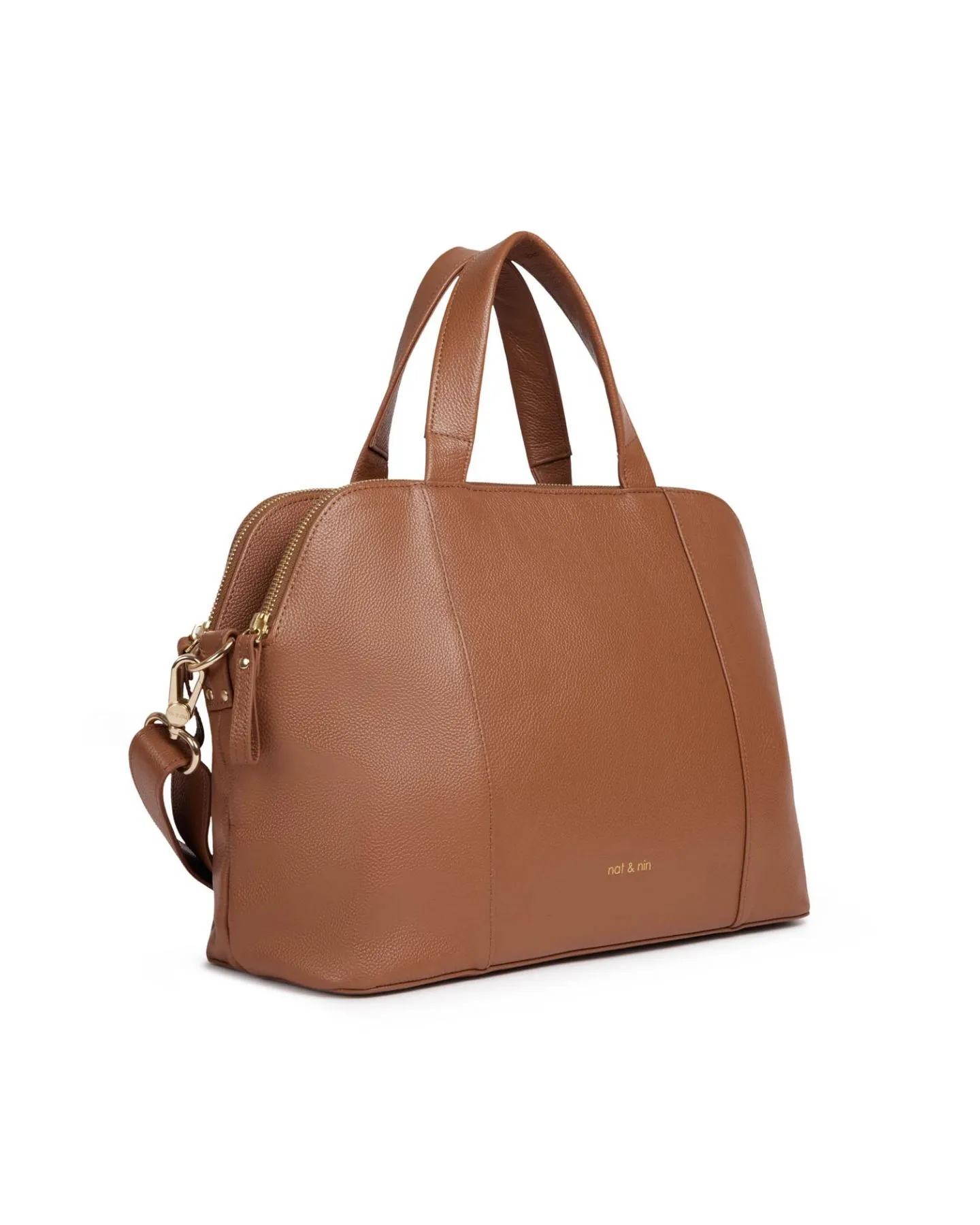 Cabas Noisette 3 Compartiments 2 Zips H25,5X35X15Cm Cuir Vachette