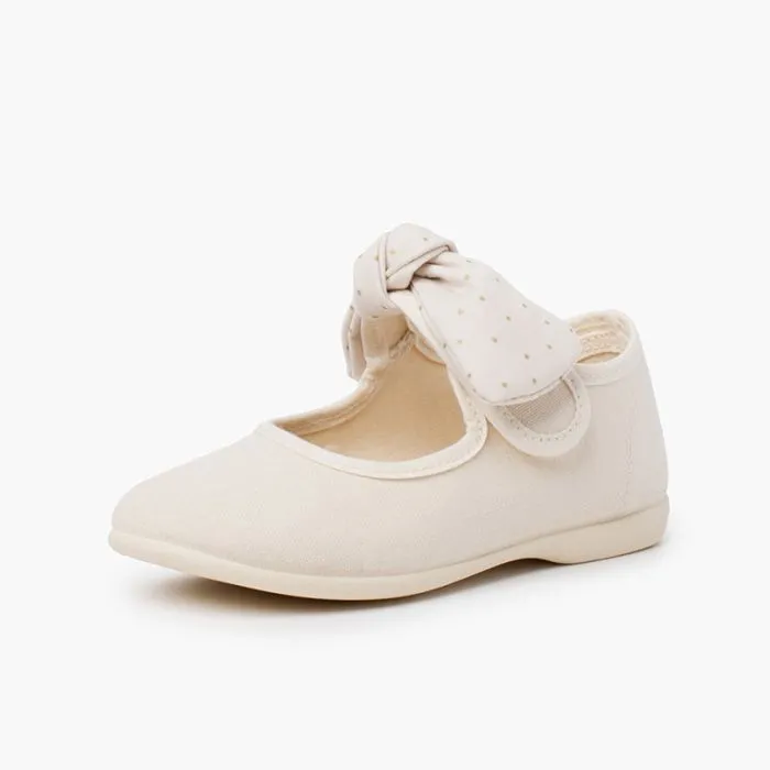 Chaussures Babies en Toile Nœud à Pois