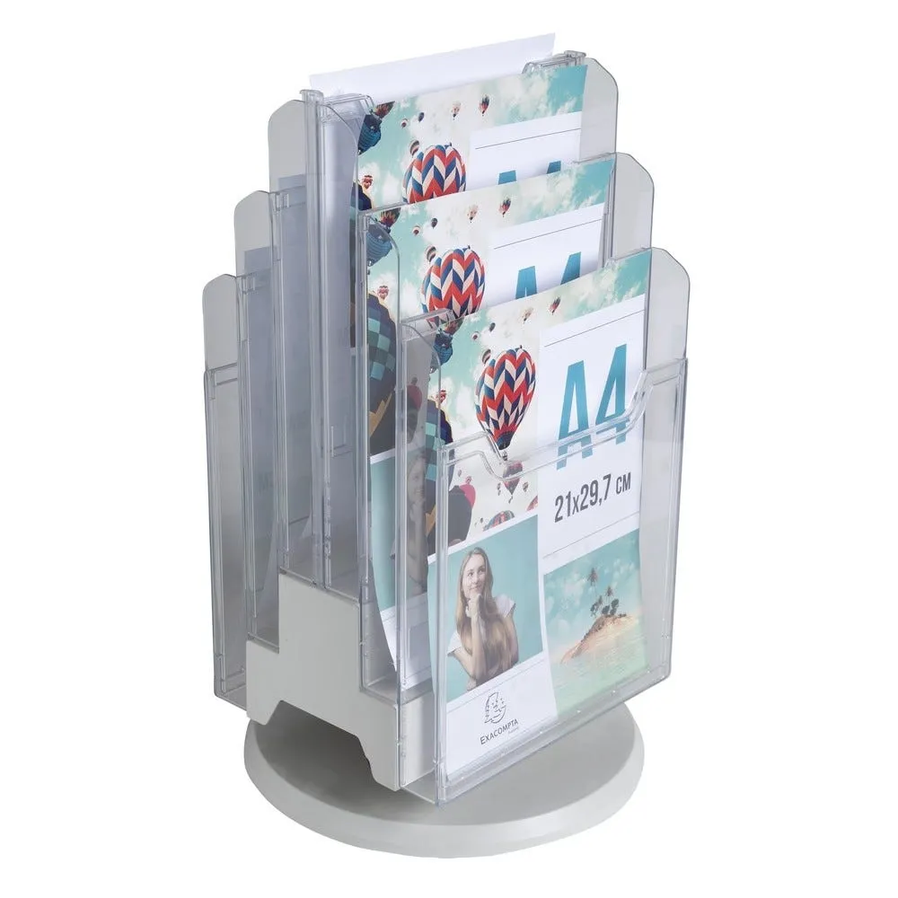 Distributeur de prospectus tourniquet de table 6 compartiments A4 cristal