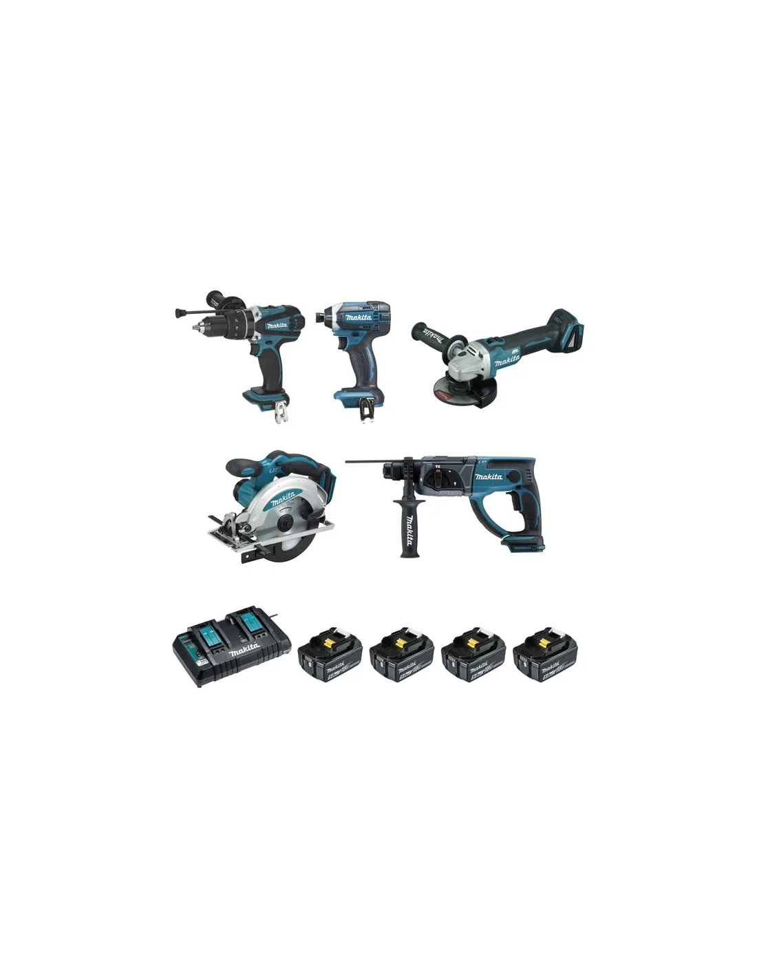 ENSEMBLE DHP458+DTD152+DHR202+DGA504+DSS610+BL1850x4+DC18RD MAKITA DLX5039PTJ