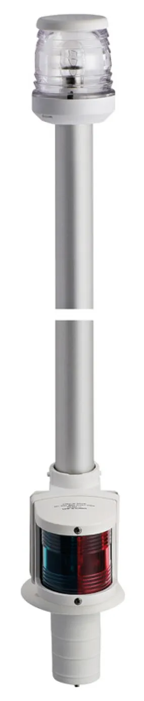 Hampe blanc à encastrer 100 cm feu 360° rouge/vert