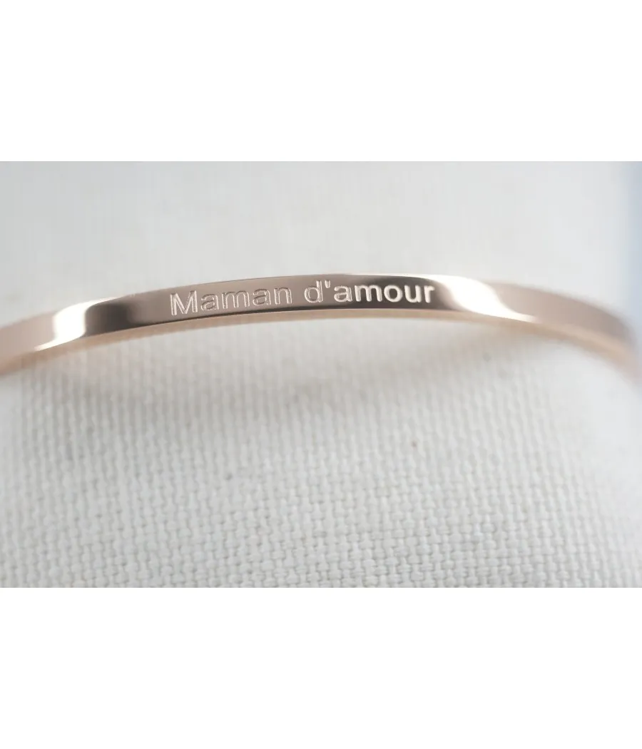 JONC "MAMAN D'AMOUR" ACIER INOXYDABLE ROSE MESSAGE