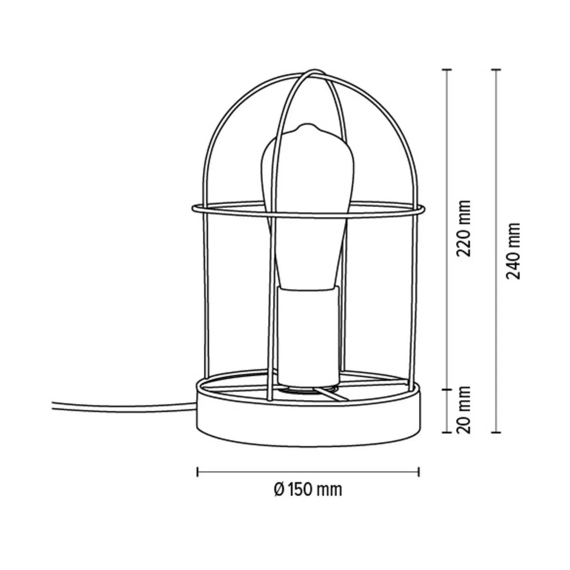 Lampe de table Netuno 1xE27 Max.25W Pin gris teinté/Noir/Argent  | 3 Suisses