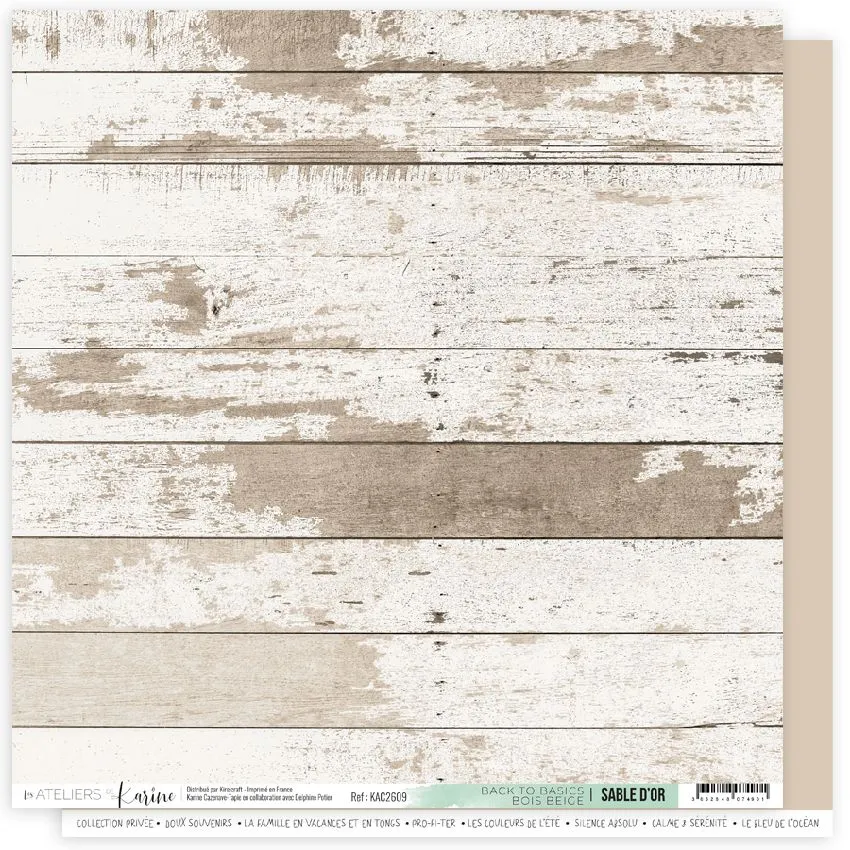 Papier Uni Back to Basics Les Ateliers De Karine Sable D'Or - 9 Bois Beige