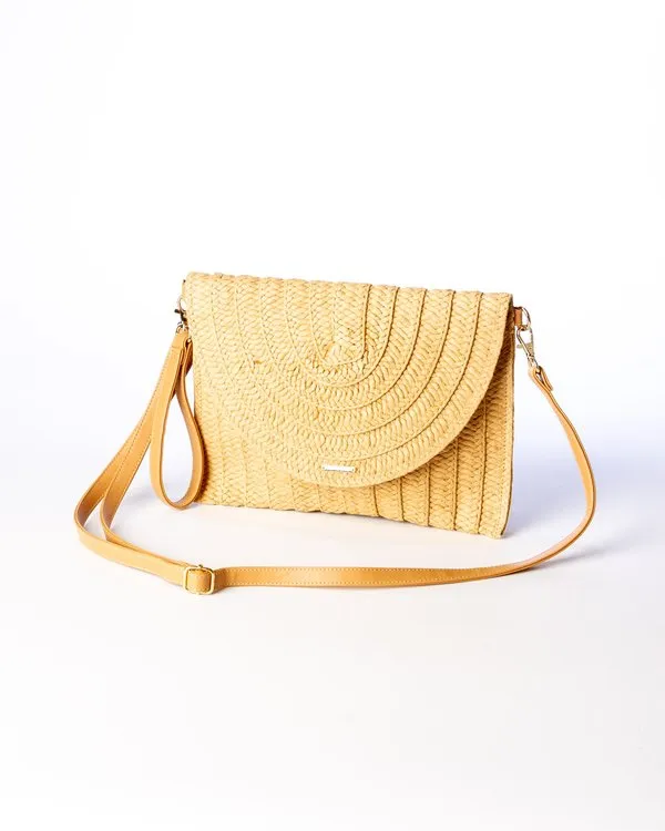 Sac pochette style paille beige 
