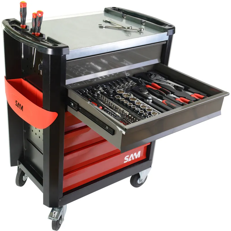 Servante Servi-630N - 6 Tiroirs - 214 Outils - Mécanique Générale Sam Outillage - Cpp-214Ms