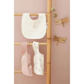 Set de 3 bavoirs mousseline de coton BIO - NOUKIE'S - Fille - Naissance blanc - Noukies