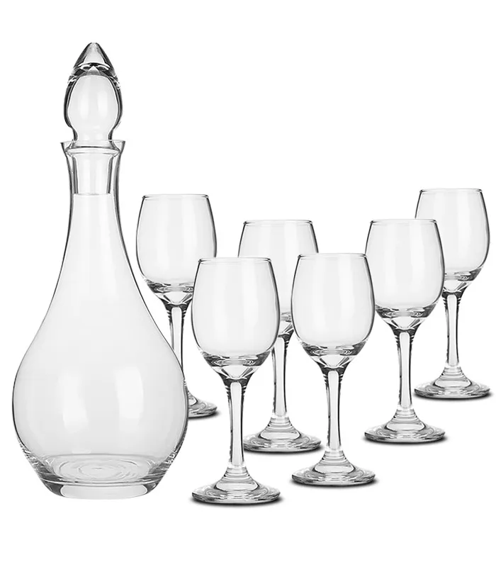 Set de 6 verres à Vin + carafe décanteur à vin en verre