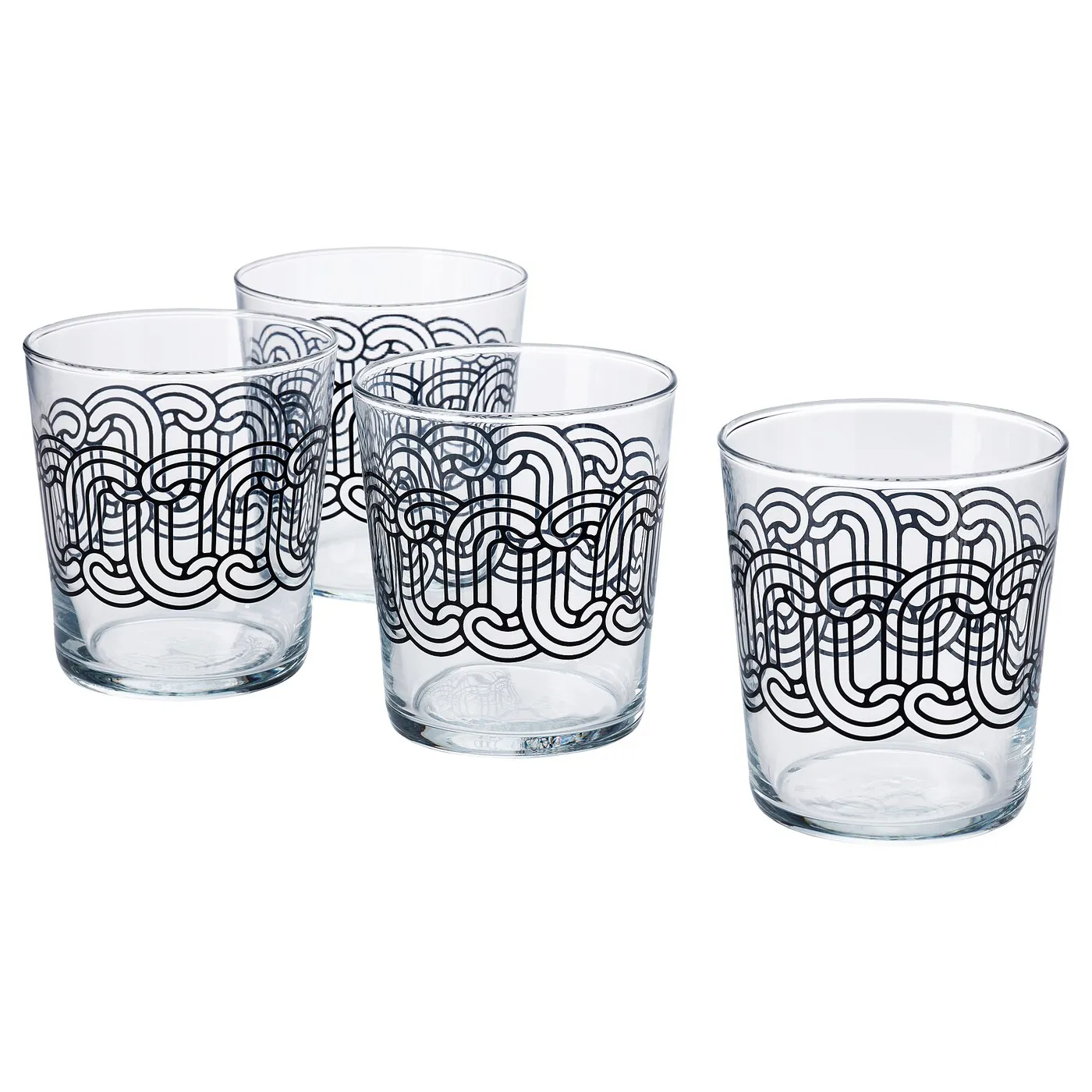 SÖTRÖNN verre, verre transparent à motifs/noir, 30 cl