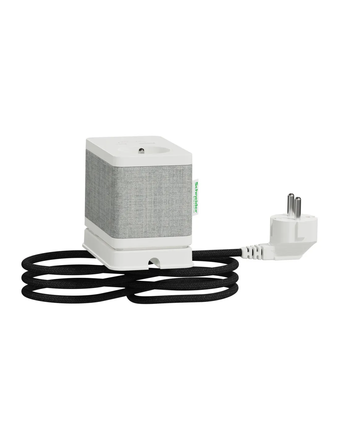 Unica System+ clip bureau S design 3 PC + USB A+C 3,1A 2m blanc/tissu SCHNEIDER INS44052